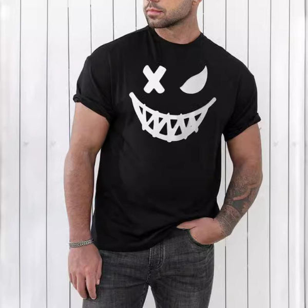 Men's Casual Smiley Face Crew Neck T-Shirt 39427113TO