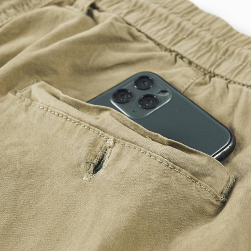 Men's Solid Color Multi-Pocket Drawstring Cargo Shorts 52168655Y