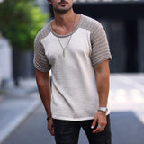 Men's Colorblock Knitted Crew Neck Short Sleeve Pullover 56951255Y