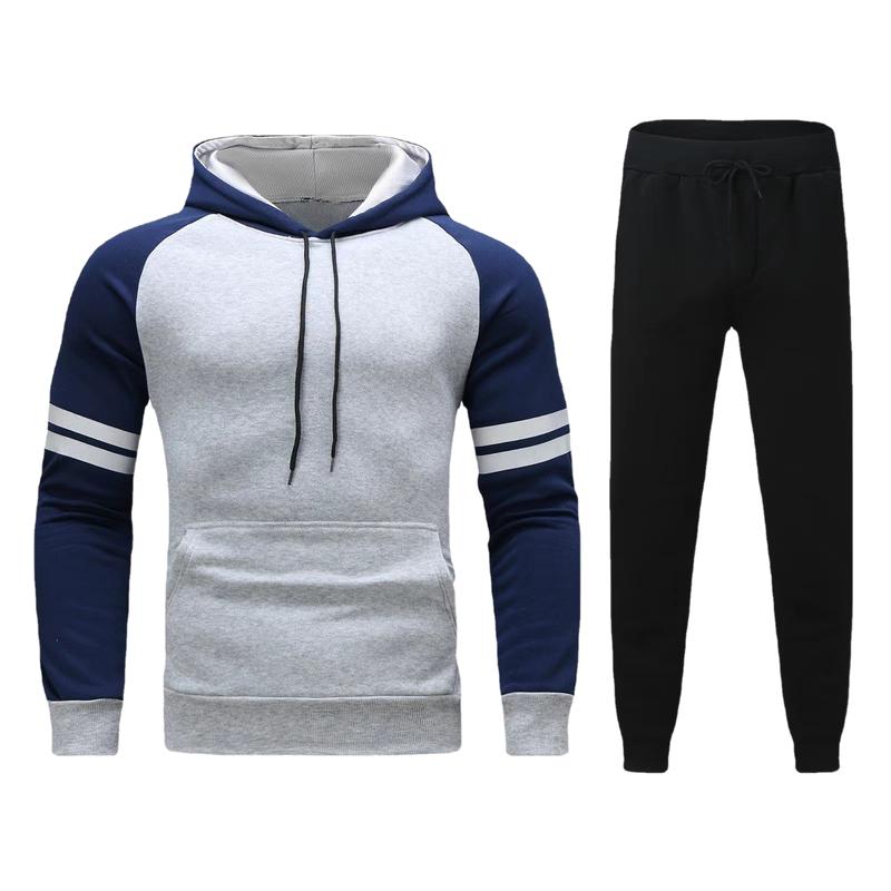 Men's Casual Pullover Raglan Sleeve Sweatshirt Trousers Set 55070139F