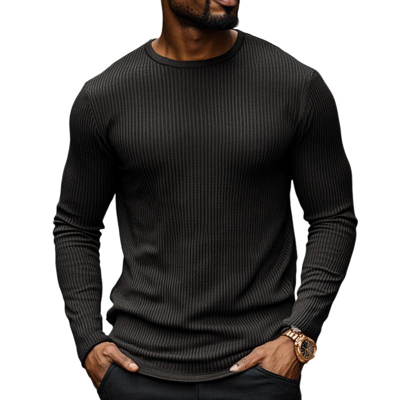 Men's Classic Casual Crew Neck Knitted Long Sleeve T-Shirt 61419460K