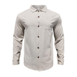 Men's Solid Corduroy Lapel Long Sleeve Casual Shirt 11719770Z