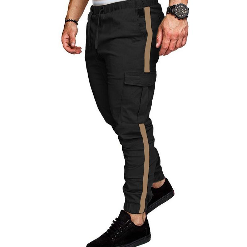 Men's Color Block Elastic Waist Multi-pocket Cargo Pants 13198985Z