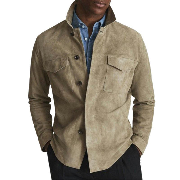 Men's Vintage Khaki Button-Down Jacket 50353216U