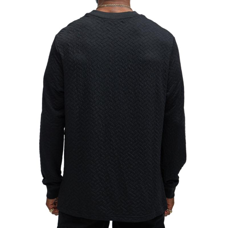 Men's Casual Loose Round Neck 3D Embossed Long Sleeve Sweatshirt 63777801F