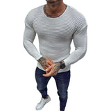 Men's Solid Color Long Sleeve Round Neck Pullover Knitted Sweater 76428756X