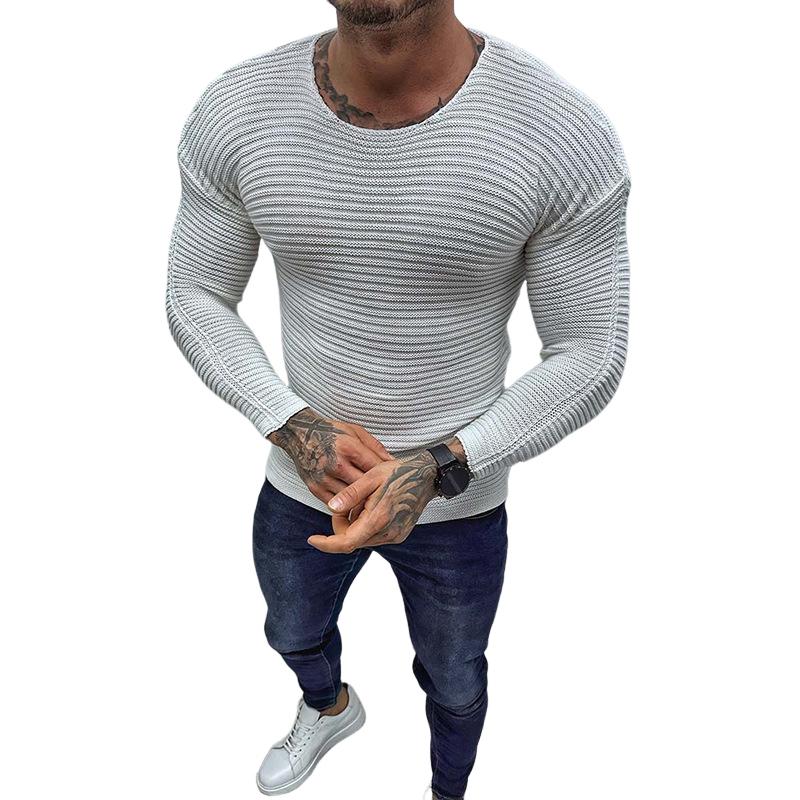 Men's Solid Color Long Sleeve Round Neck Pullover Knitted Sweater 76428756X