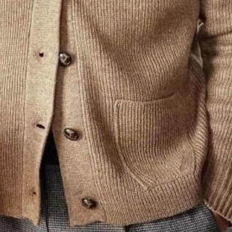 Men's Casual Shawl Collar Single-breasted Patch Pocket Knitted Cardigan 81576513M