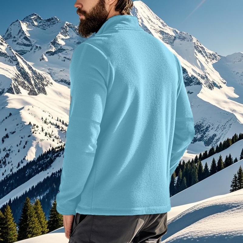 Men's Casual Outdoor Zipper Stand Collar Polar Fleece Pullover Sweatshirt 38767226M