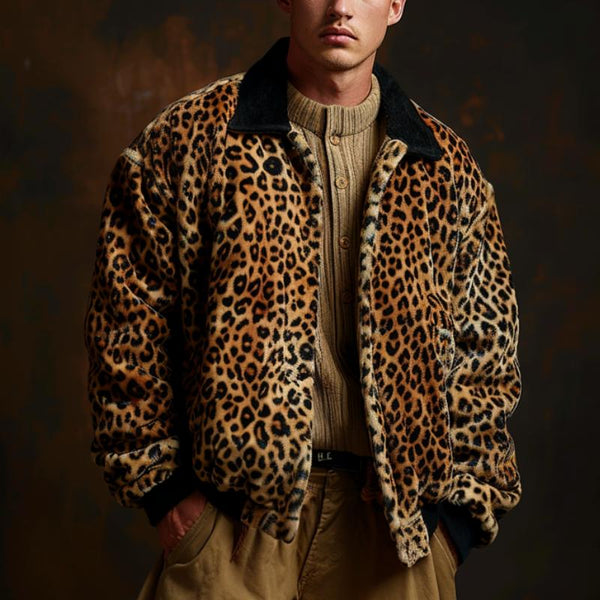 Men's Leopard Print Lapel Jacket 56088041F