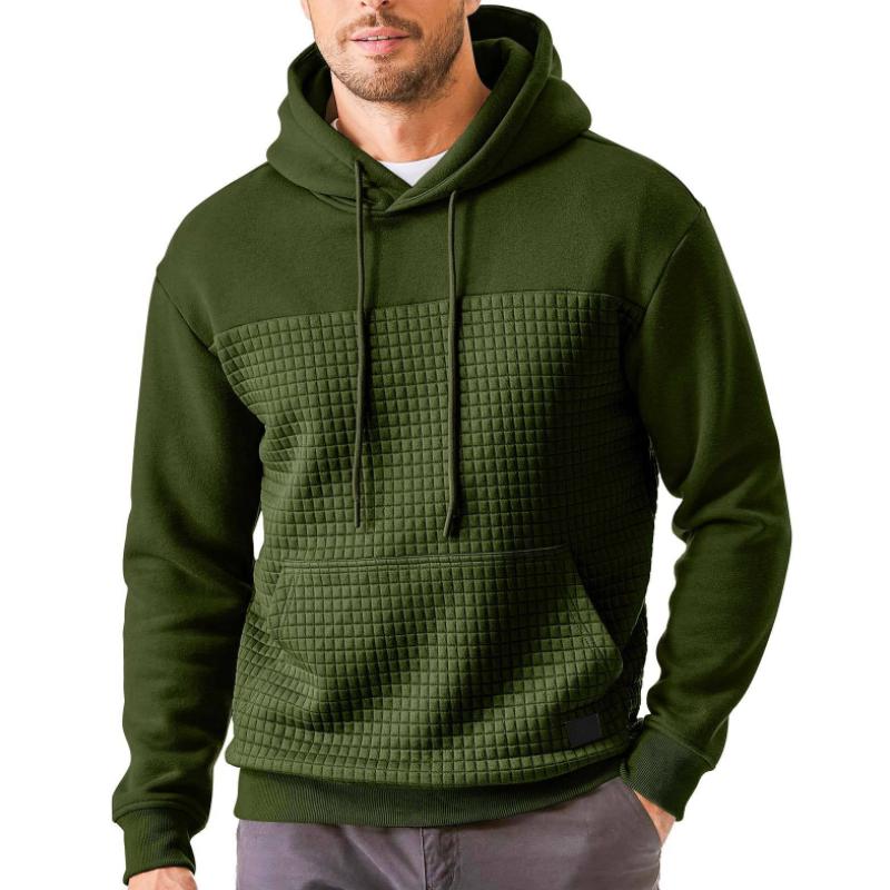 Men's Casual Waffle Patchwork Loose Sports Hoodie 26741672M