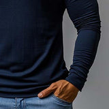 Men's Classic Casual Slim Fit V-Neck Hooded Long Sleeve T-Shirt 84561535K