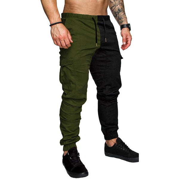 Men's Colorblock Elastic Waist Multi-pocket Cargo Pants 33725855Z