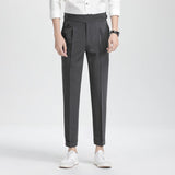 Men's Neapolitan High Waist Slim-Fit Cropped Business Pants 5145367Z