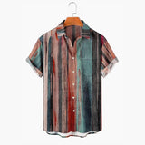 Men's Printed Lapel Short Sleeve Casual Shirt 48300039Z