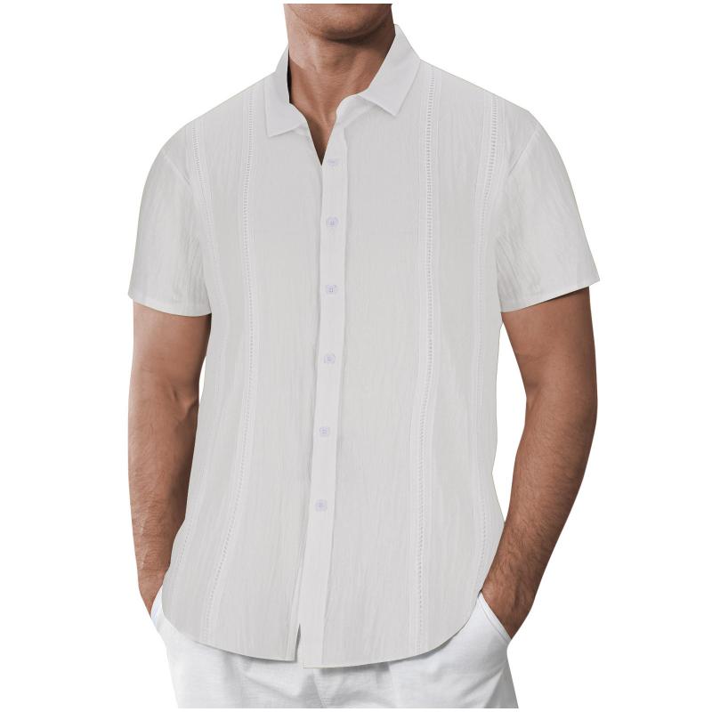 Men's Solid Color Patchwork Short-Sleeved Shirt 24393730Y