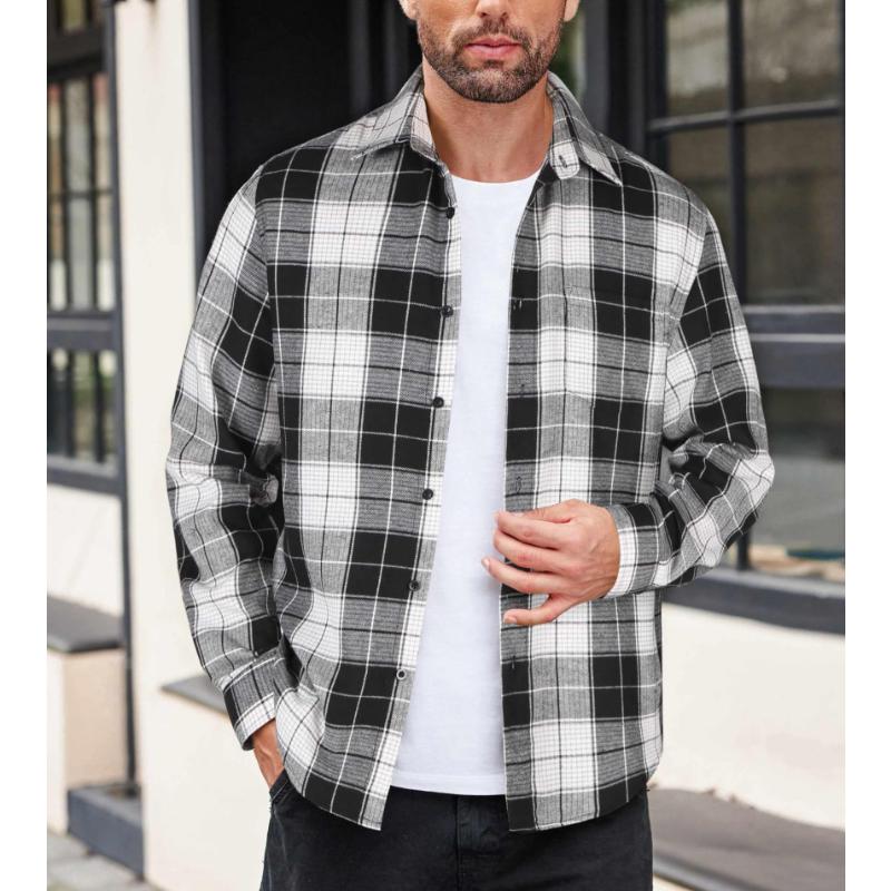 Men's Casual Plaid Long Sleeve Shirt 84216023Y