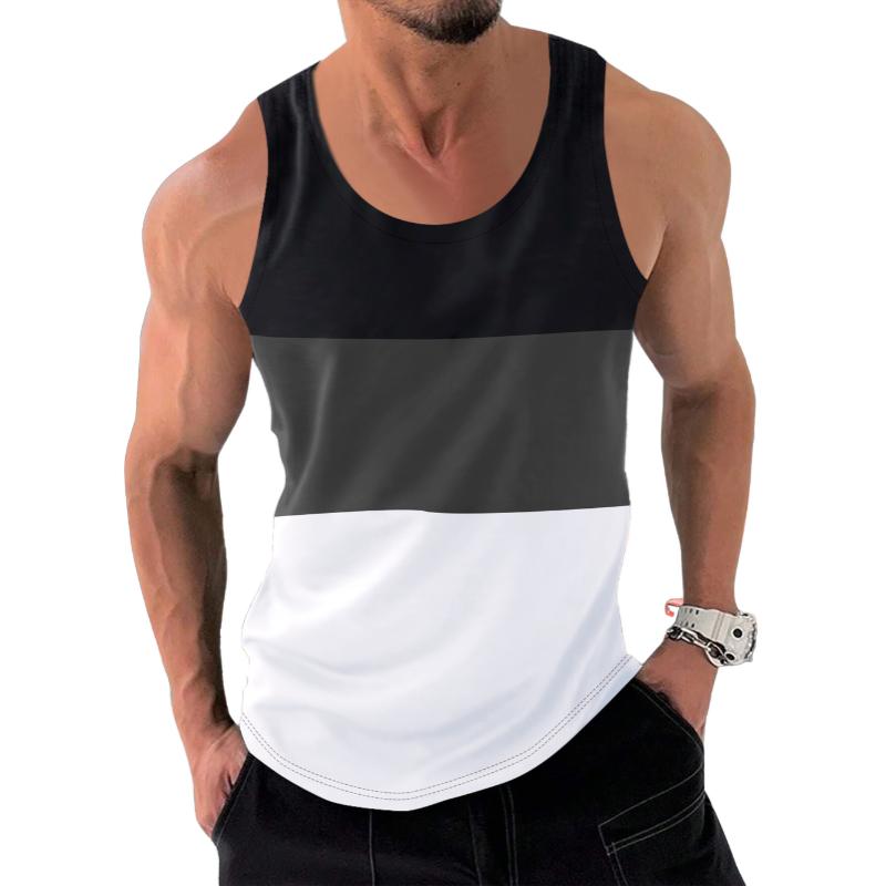 Men's Casual Loose Color Block Sports Tank Top 22540641M