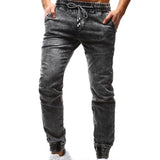 Men's Retro Distressed Drawstring Elastic Waist Casual Jeans 76788800Z