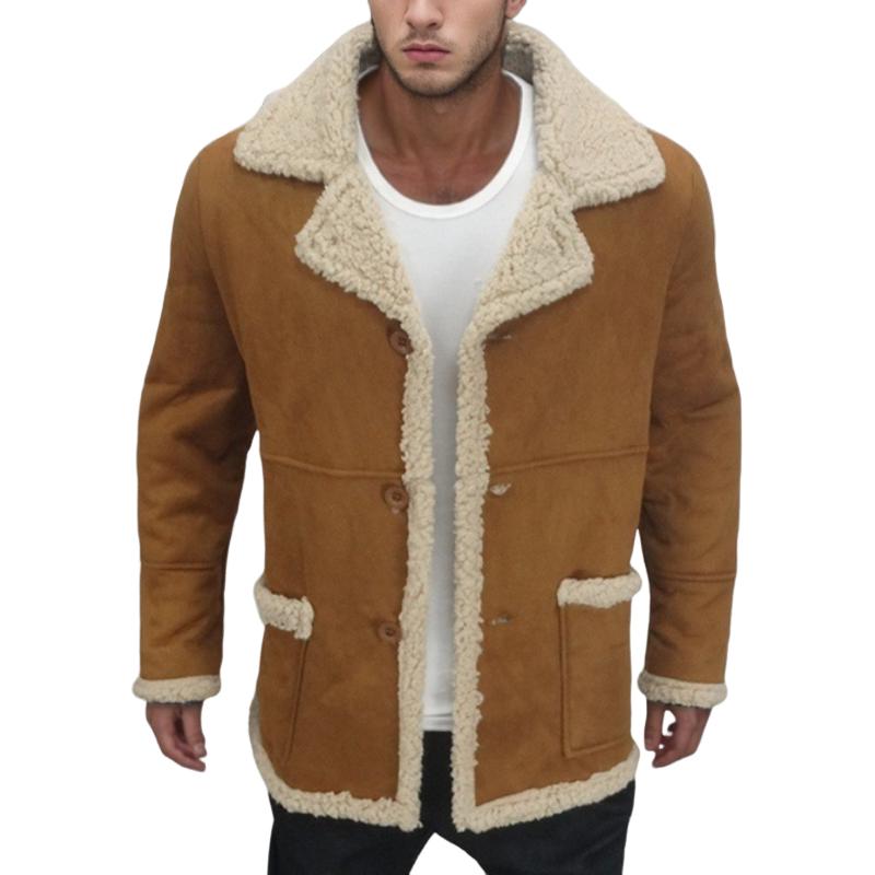 Manteau en peau de mouton de couleur unie pour hommes 94426097Y