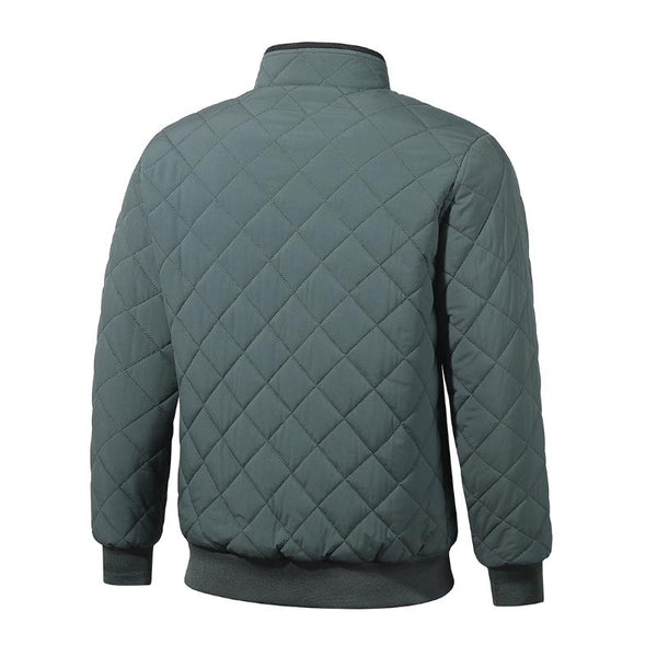 Men's Casual Stand-up Collar Zipper Fleece Warm Quilted Baseball Jacket 57998235M