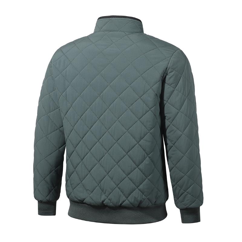 Men's Casual Stand-up Collar Zipper Fleece Warm Quilted Baseball Jacket 57998235M