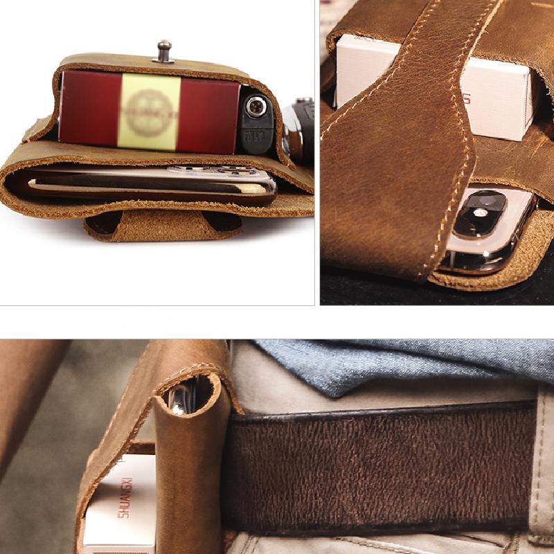 Men's Retro Casual Cell Phone Leather Waist Bag 82756251K