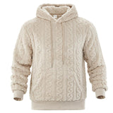 Men's Casual Solid Color Braided Plush Warm Hooded Sweatshirt 48857635Y