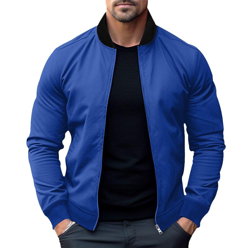 Men's Color Block Stand Collar Zipper Casual Jacket 33630528Z