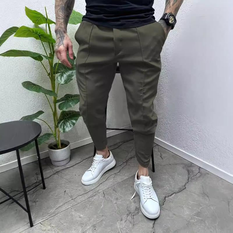 Men's Retro Casual Solid Color Drawstring Skinny Pants 11295927TO