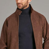 Men's Retro Fashion Stand Collar Zipper Suede Jacket 49538006K