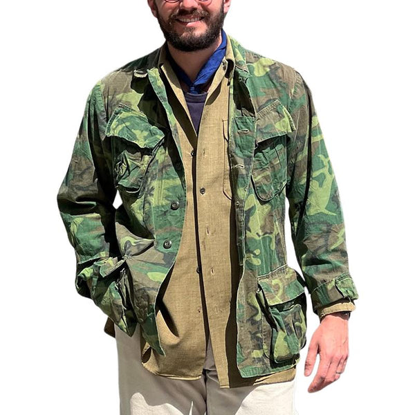 Men's Vintage Camouflage Washed Lapel Jacket 87207818X