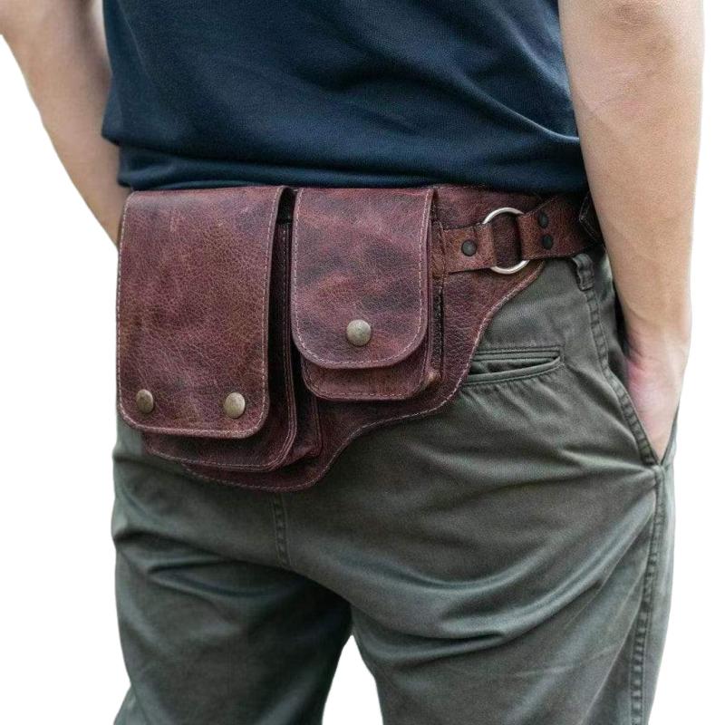 Bolso de hombro con cinturón de cuero PU ajustable clásico vintage para hombre 23613936K