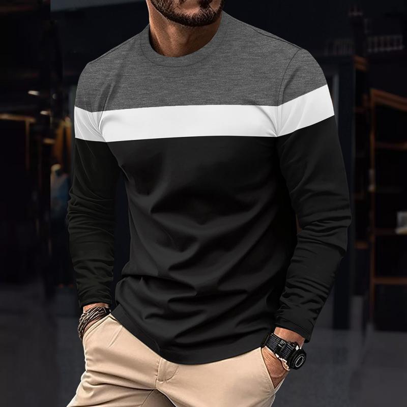 Men's Colorblock Round Neck Long Sleeve T-shirt 40663657Z