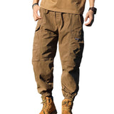 Men's Retro Casual Lumberjack Solid Color Workwear Mountaineering Pants 56098798TO