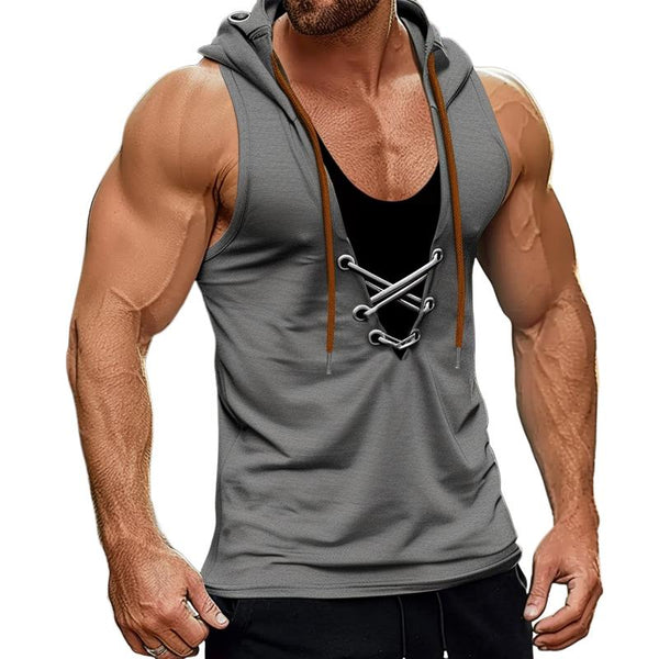 Men's Colorblock Strappy Hooded Sleeveless Tank Top 69460822Y