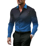 Men's Gradient Lapel Button Loose Long Sleeve Shirt 28602919X