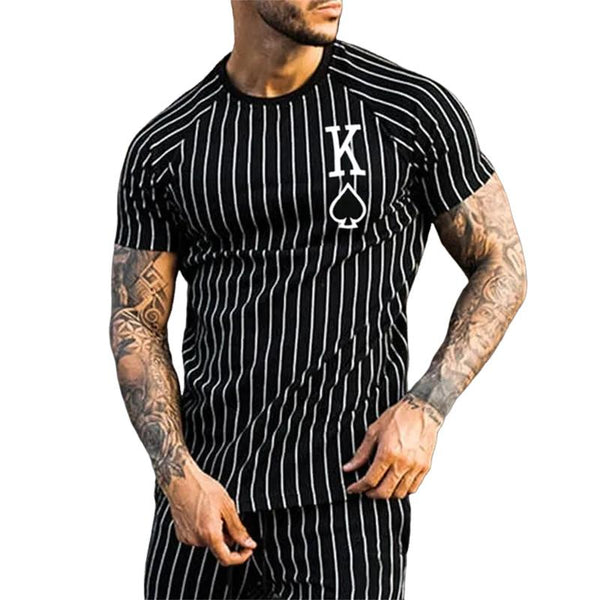 Men's Casual Striped Spade A Short-sleeved T-shirt 56316712TO