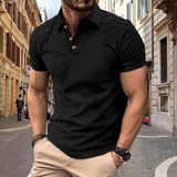 Men's Solid Color Jacquard Short-Sleeved Polo Shirt 63102804Y
