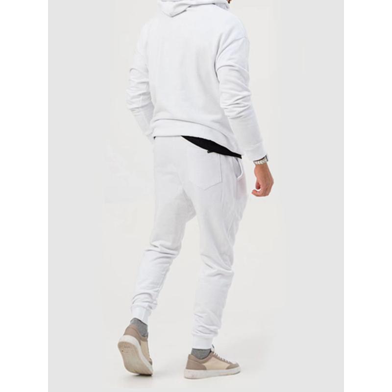 Men's Casual Solid Color Hooded Sweatshirt and Pants Set 72465909Y