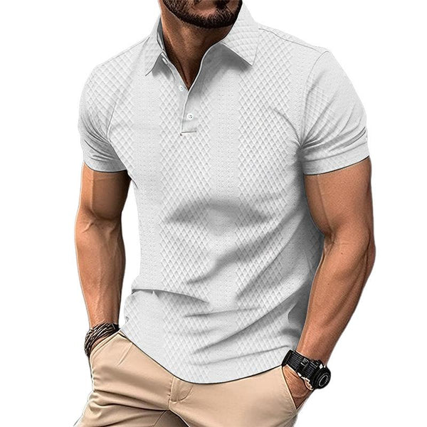 Men's Casual Jacquard Solid Color Polo Shirt 96391296TO