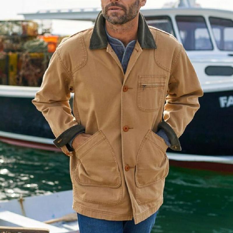 Men's Vintage Classic Canvas Lapel Jacket 35735258F