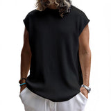 Men's Solid Color Vertical Stripes Round Neck Sleeveless T-shirt 32852979Z