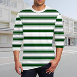 Men's Round Neck Printed Striped Long Sleeve T-shirt 87114175X