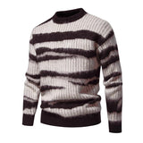 Men's Casual Round Neck Striped Jacquard Pullover Knitted Sweater 81846774M