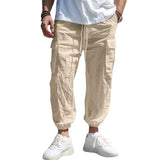 Men's Casual Solid Color Multi-Pocket Drawstring Pants 85924446Y