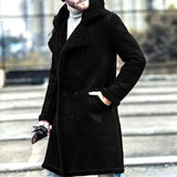 Men's Suede Stitching Plush Mid-Length Coat 65160942Y