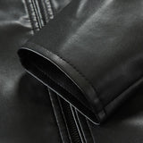 Men's Fashion Stand Collar Zipper Biker Leather Jacket 43635834Z