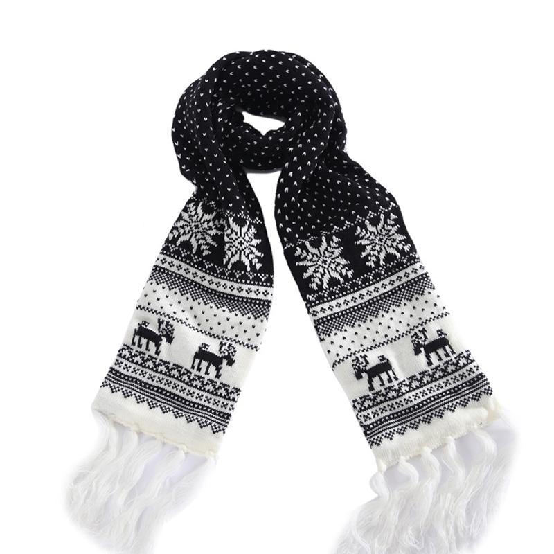 Men's Snowflake Elk Thickened Knit Warm Scarf 70517686Z