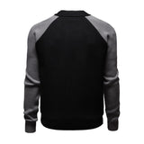 Men's Casual Colorblock Baseball Collar Loose Zipper Knit Cardigan 29510567M